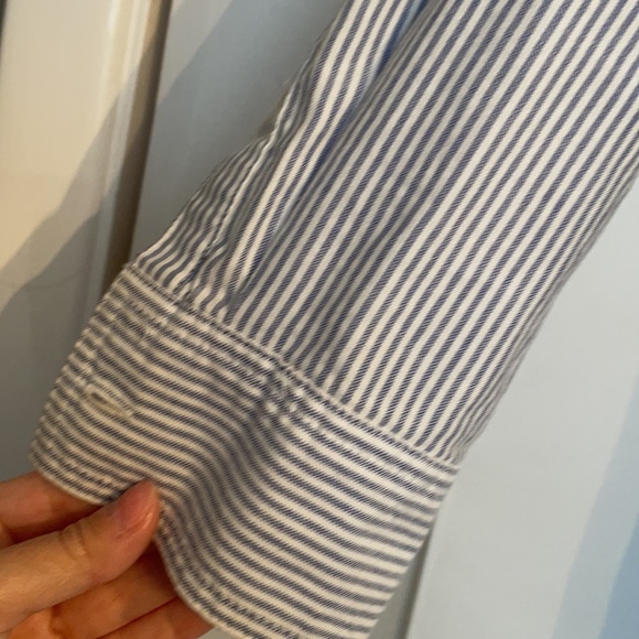Blue & White Pin Stripe Seer Sucker J Crew Half Button Down XXS - Picture 4 of 6